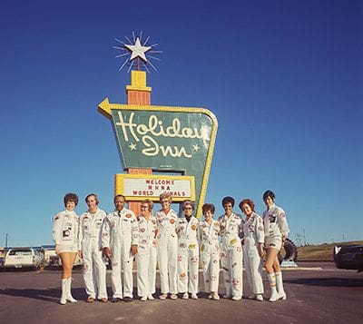 The iconic Holiday Inn sign was emblematic of the popularity of drag racing in the 1970s, when Ontario Motor Speedway flourished. 