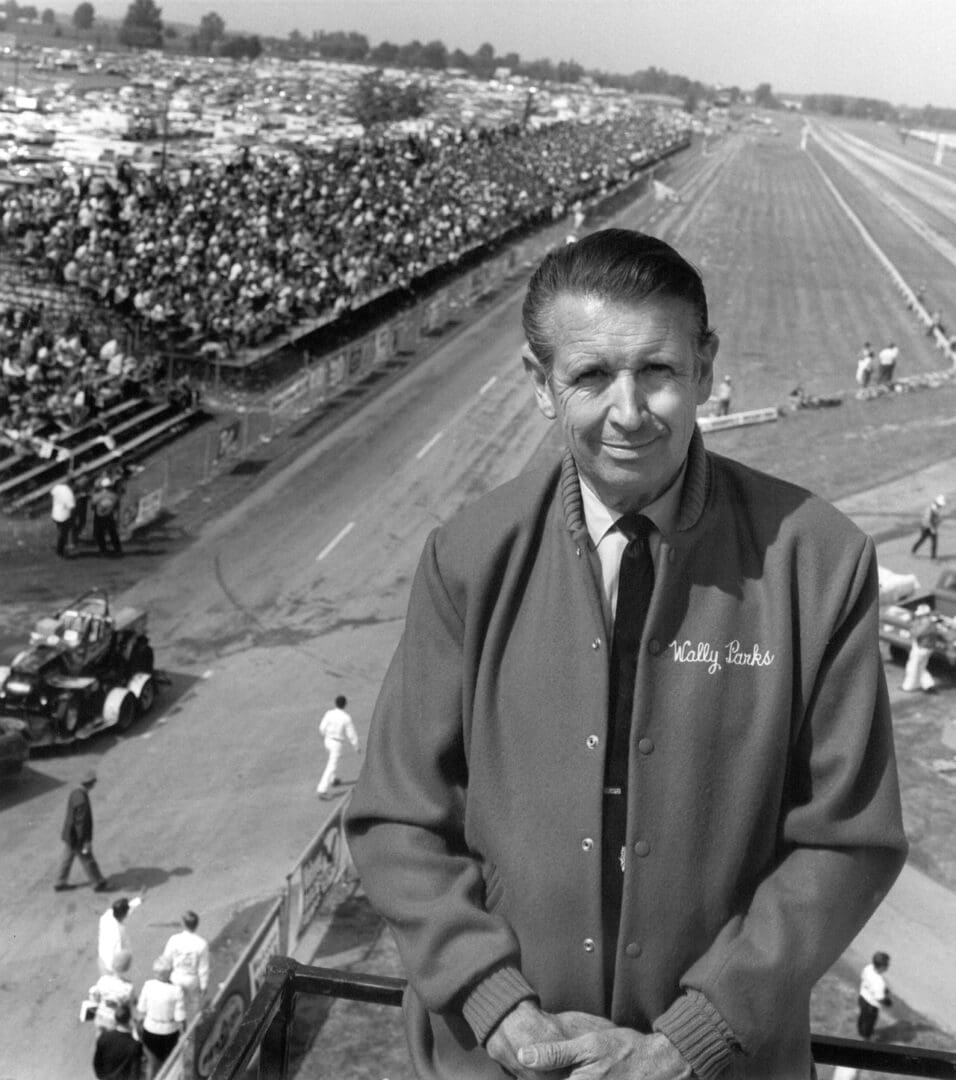 ABC-TV's "Wide World of Sports" program and NHRA drag racing experienced a boom in popularity together. And Wally Parks heartily expressed his appreciation of host Chris Economaki and the show to Roone Arledge, president of ABC Sports. (Photo courtesy of the NHRA)