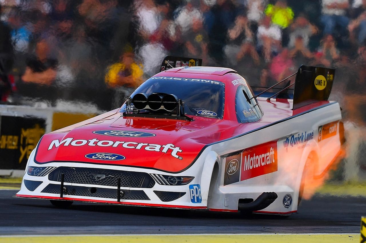 Want to be an auto technician for Ford or any other automaker? Bob Tasca, owner-driver of this Funny Car,  can tell you about the path to what could be a six-figure career. (Photo by Ron Lewis)